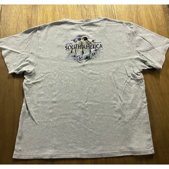 Princess Cruises South America Embroidered Penguin Graphic Gray Crew Neck Tee 2X - Picture 6 of 7